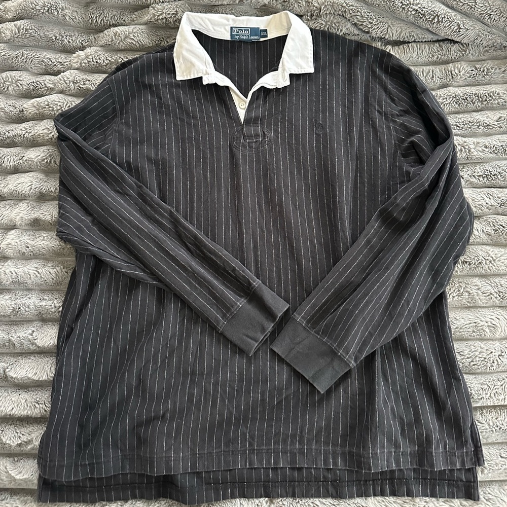 Ralph Lauren Black and White Pinstripe Polo